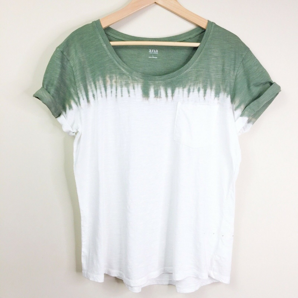 NWOT A.N.A Large Cotton Rolled Sleeve Tie Dye Top